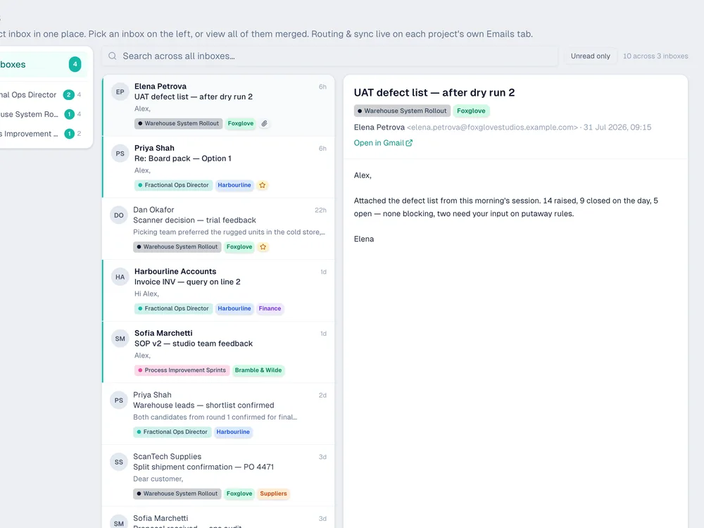 Every client inbox merged into one view in Ambital